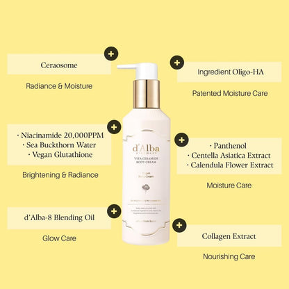 d'Alba Vita Ceramide Body Cream 270ml | Brightening Body Lotion
