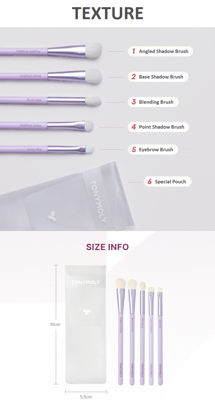 TONYMOLY EYE MAKE UP BRUSH SET OF 5PCS | COLOURSWINK