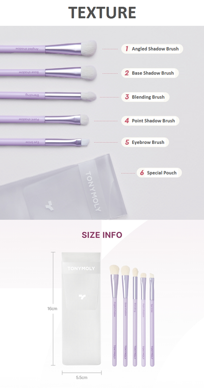 TONYMOLY EYE MAKE UP BRUSH SET OF 5PCS | COLOURSWINK