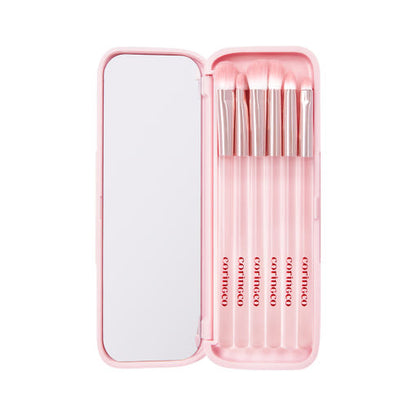 CORINGCO PINK POCKET EYE BRUSH SET 6P - CORINGCO | COLOURSWINK
