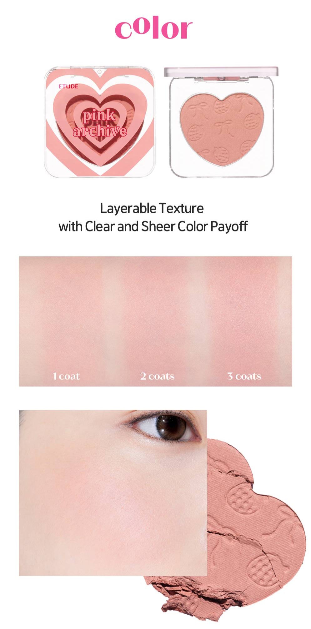 ETUDE HEART FLUTTER BLUSHER 4G PINKARCHIVE | COLOURSWINK