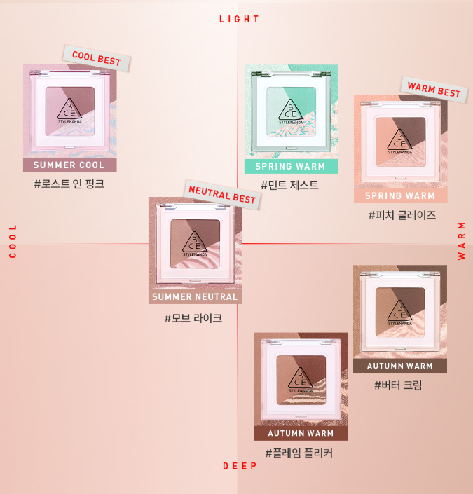 3CE COLOR GRID EYESHADOW 3 3G 6COLORS | COLOURSWINK