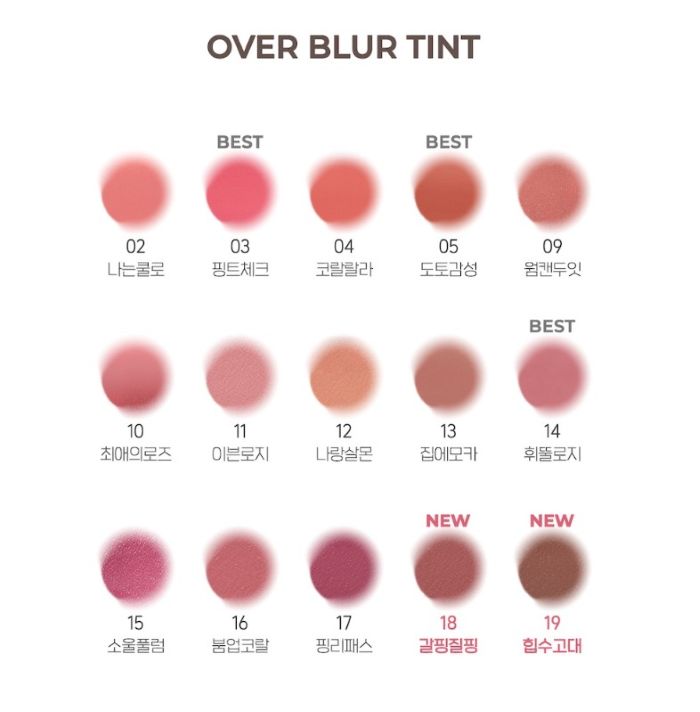 PERIPERA OVER BLUR TINT 3 5G 12COLORS | COLOURSWINK